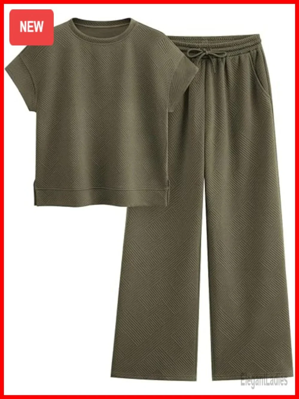 2 Piece Lounge Set Short Sleeve Top Wide Leg Pants Matching Tracksuit